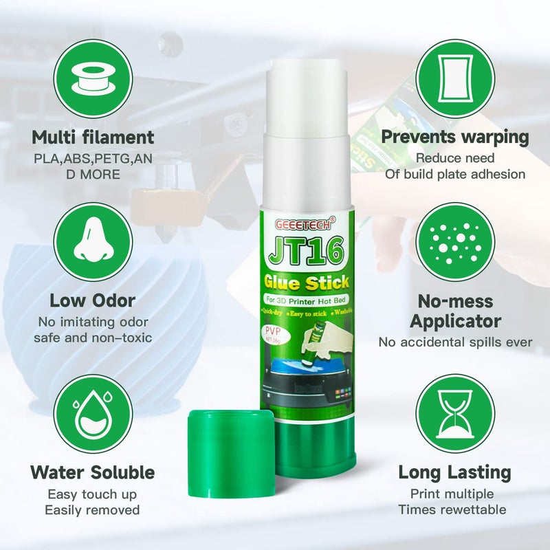 TEQStone 3D Printer Glue Stick 3 Pack, Perfect First Layer Adhesion, Prevents Warping on Heat Bed, Easy Release for ABS PLA PETG Filaments and Various Build Plate, 36g/1.27oz - Image 4